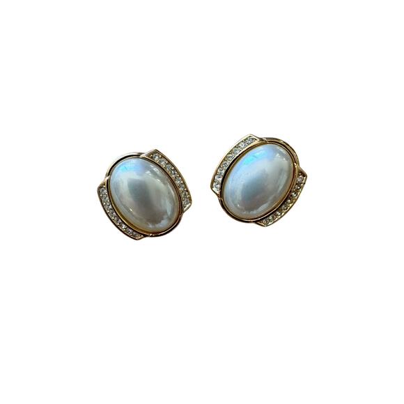 Christian Dior Earrings with faux pearl and crystals - Picture 1 of 7
